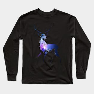 BLUE DEER IN THE NIGHT Long Sleeve T-Shirt